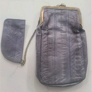 Gray Cigarette Case Coin Purse 2 Side Pocket Attached Lighter Holder FLAW Vtg
